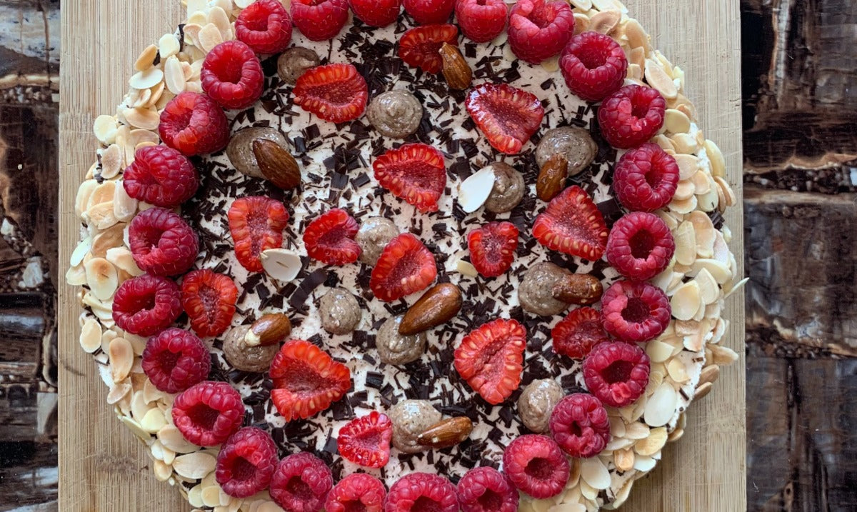 Almond & Raspberry Brownie Cheesecake